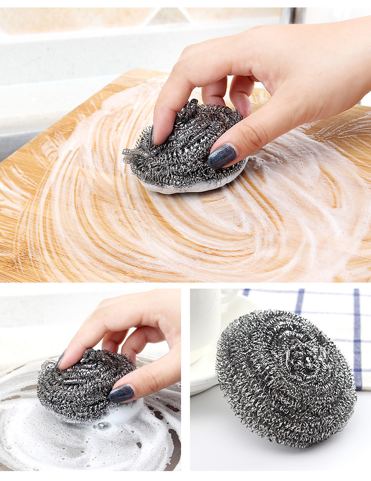 大号钢丝球刷锅洗碗带柄清洗球不丝铁丝球厨房不锈钢家用清洁球10个装