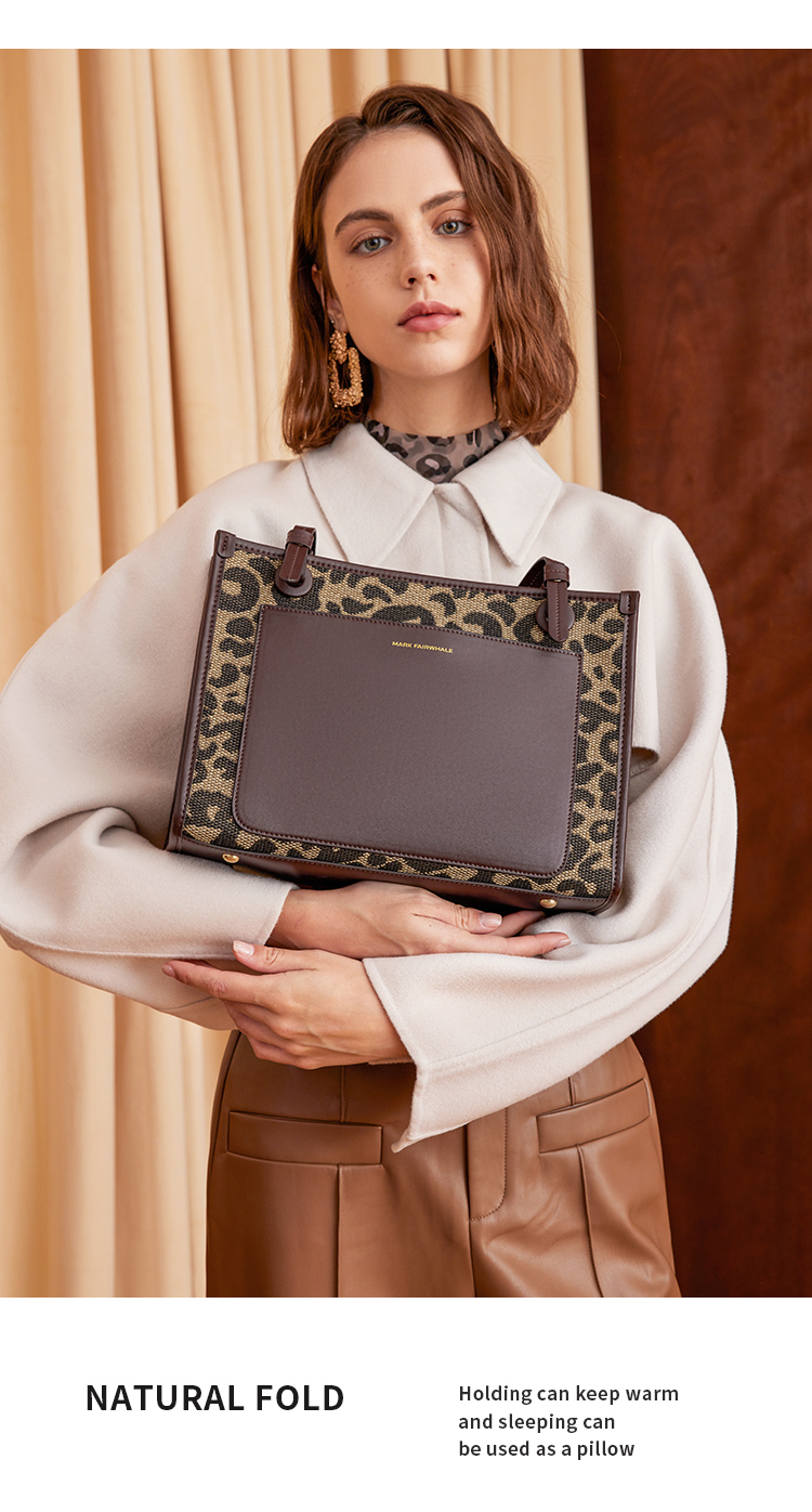 马克华菲2022女包豹纹拼接托特包大包包手提包大容量单肩包【价格