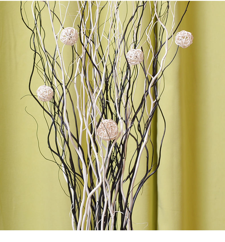 客厅干树枝干花装饰落地花玄关隔断橱窗龙柳装饰花干花摆件f款龙柳