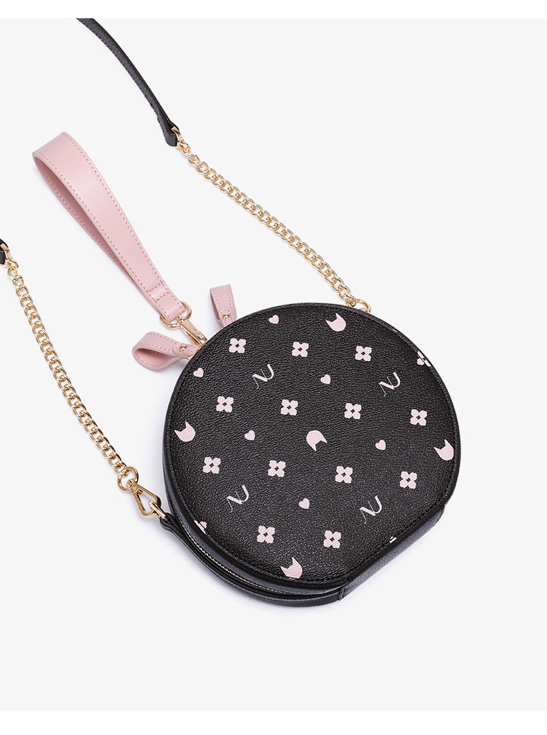 纽芝兰圆形包包女包新款2020潮复古印花单肩小圆包2019时尚斜挎包