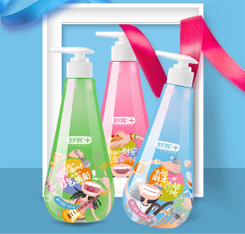 舒客舒克按压式液体净白牙膏去黄去口臭清新口气250g家庭装1支酷爽