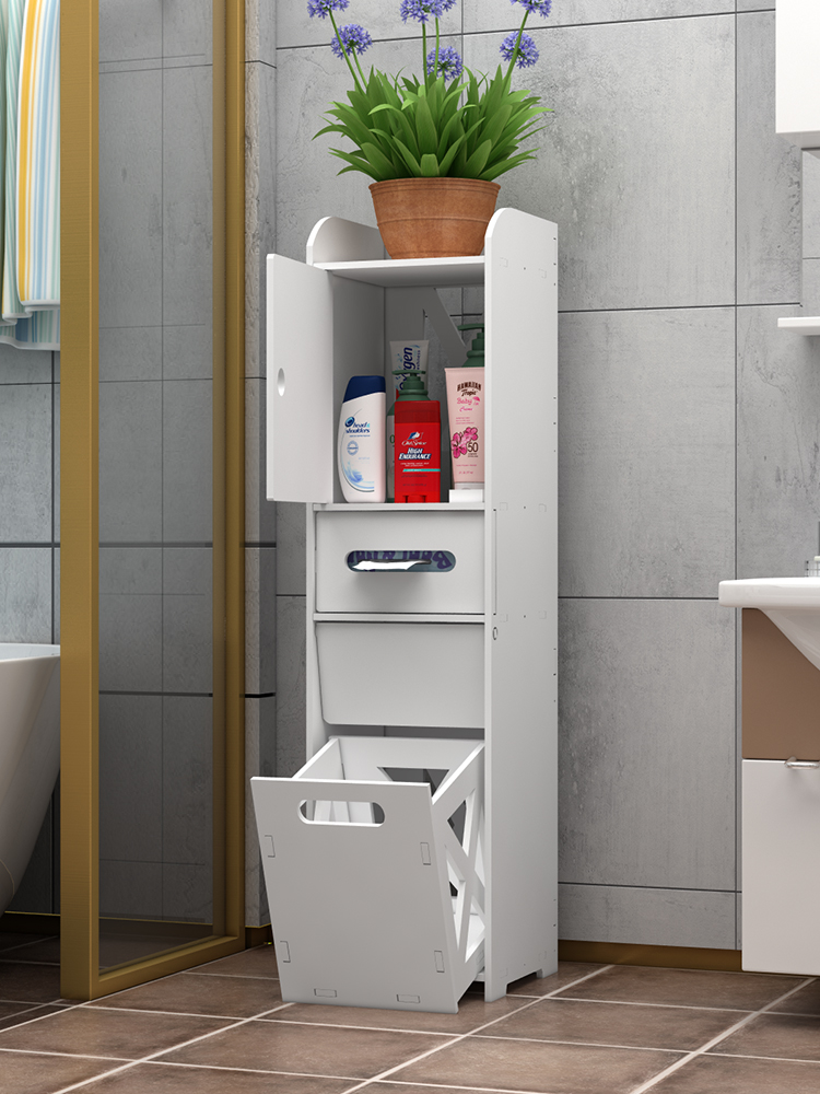 卫生间夹缝收纳柜落地角柜置物架浴室储物柜神器马桶边柜侧柜窄柜|白