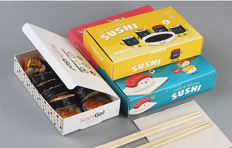 寿司盒外卖便当一次性紫菜包饭盒日式寿司饭团包装盒打包盒新款蓝色