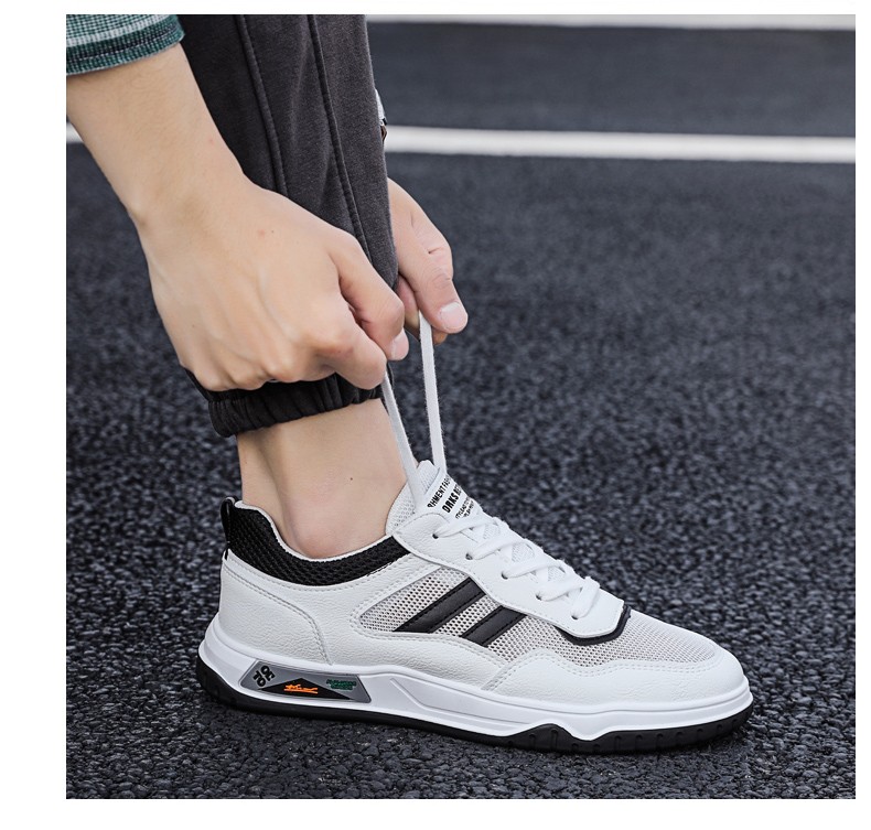 苏芈夏季透气薄款单层网面拼接休闲鞋子男夏天男士潮流百搭低帮板鞋