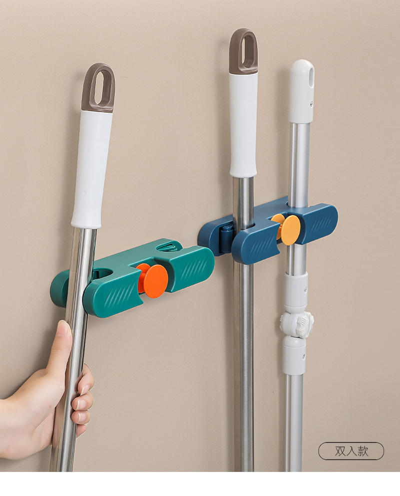 三维工匠拖把挂钩免打孔卫生间强力挂架拖把夹神器家用壁挂无痕收纳