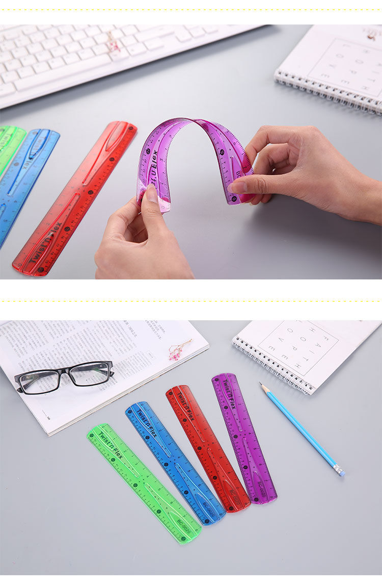 2015cm透明软尺学生文具办公用软直尺软胶尺使用更安全可以弯曲20cm5