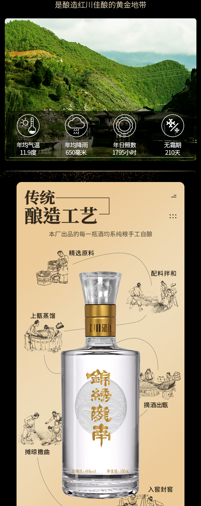 红川酒 锦绣陇南46度浓香型白酒整箱500ml酒厂直营甘肃白酒_历史最低