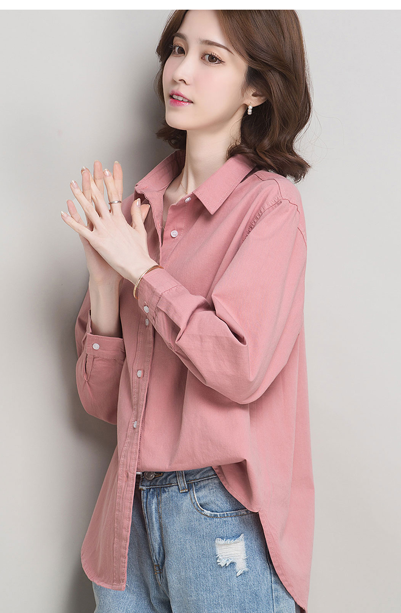 恒源祥女士衬衫2020秋季新款棉翻领衬衣单排扣宽松长袖格子衬衫女薄