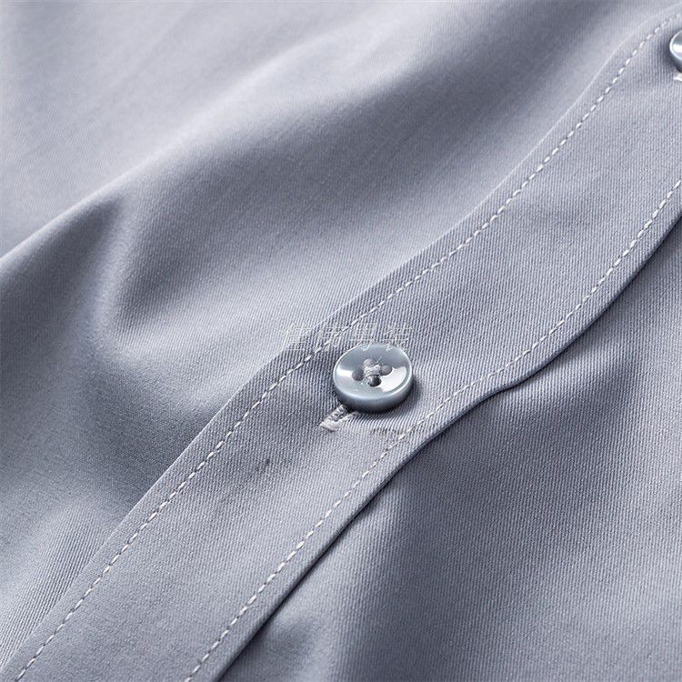 公司货千元级别天丝竹纤维免烫男士高端商务休闲丝滑衬衫600短袖黑色