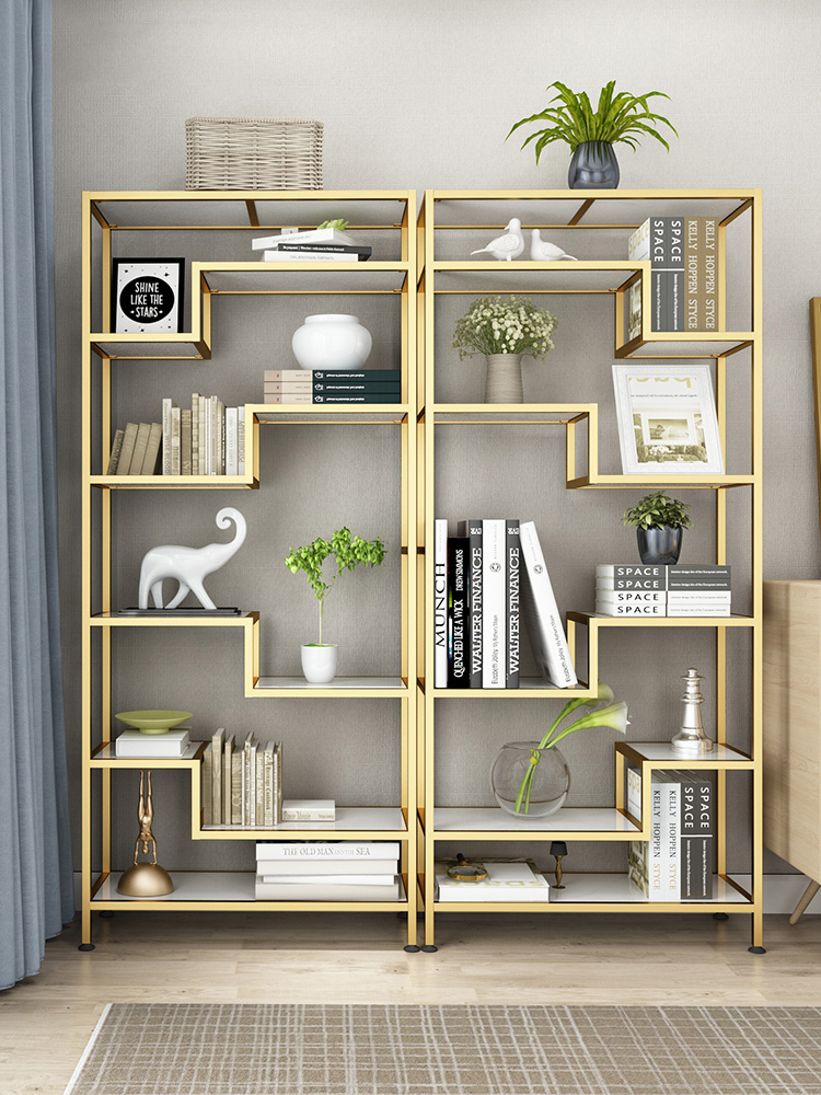 逸家伴侣轻奢置物架多层落地书架北欧展示架铁艺隔断书柜现代装饰架可