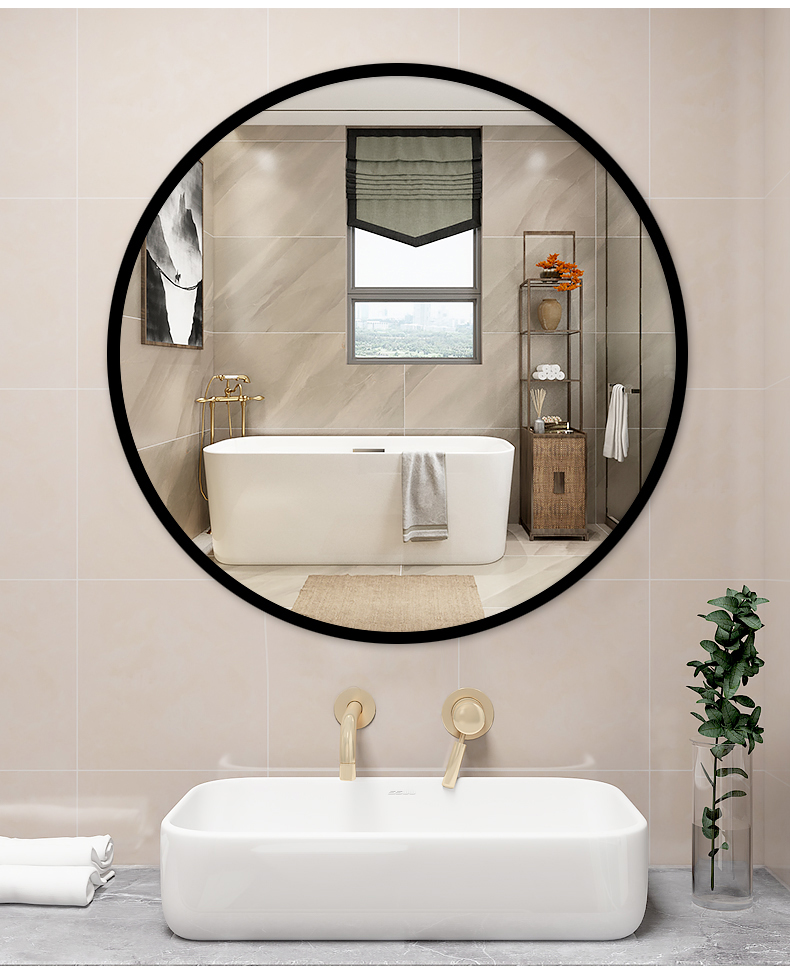 苏宁放心购北欧浴室镜子卫生间壁挂化妆圆镜厕所洗手间梳妆圆形大卫浴