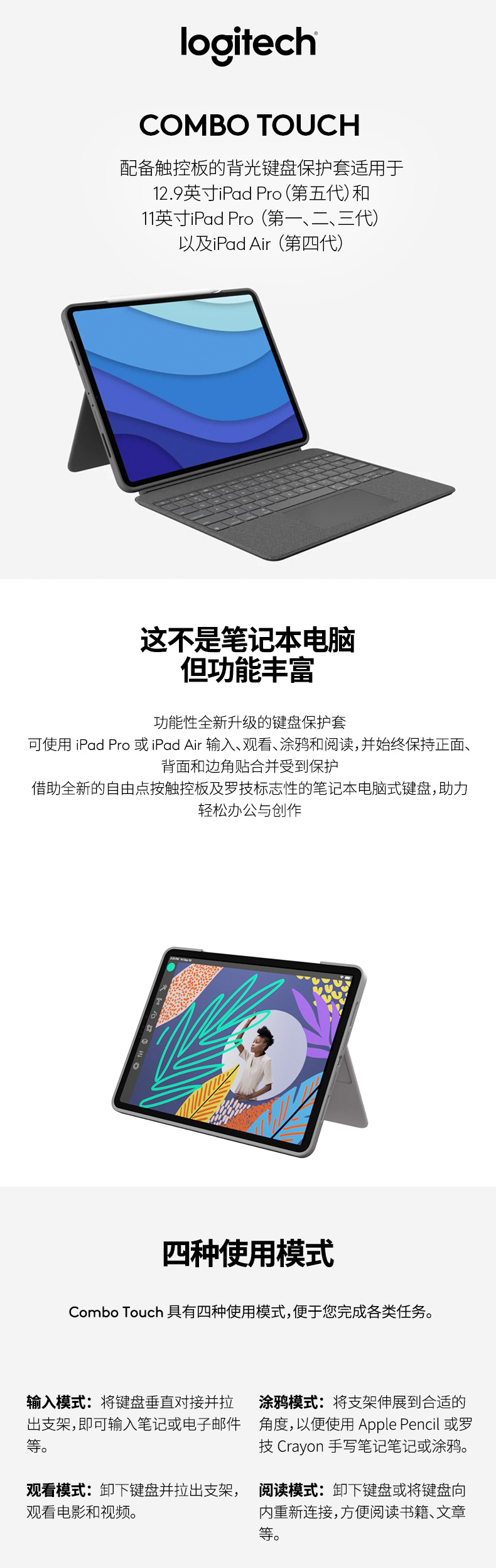 クーポン正規品 Logicool Air用 iPad IK1095 Touch Combo タブレット
