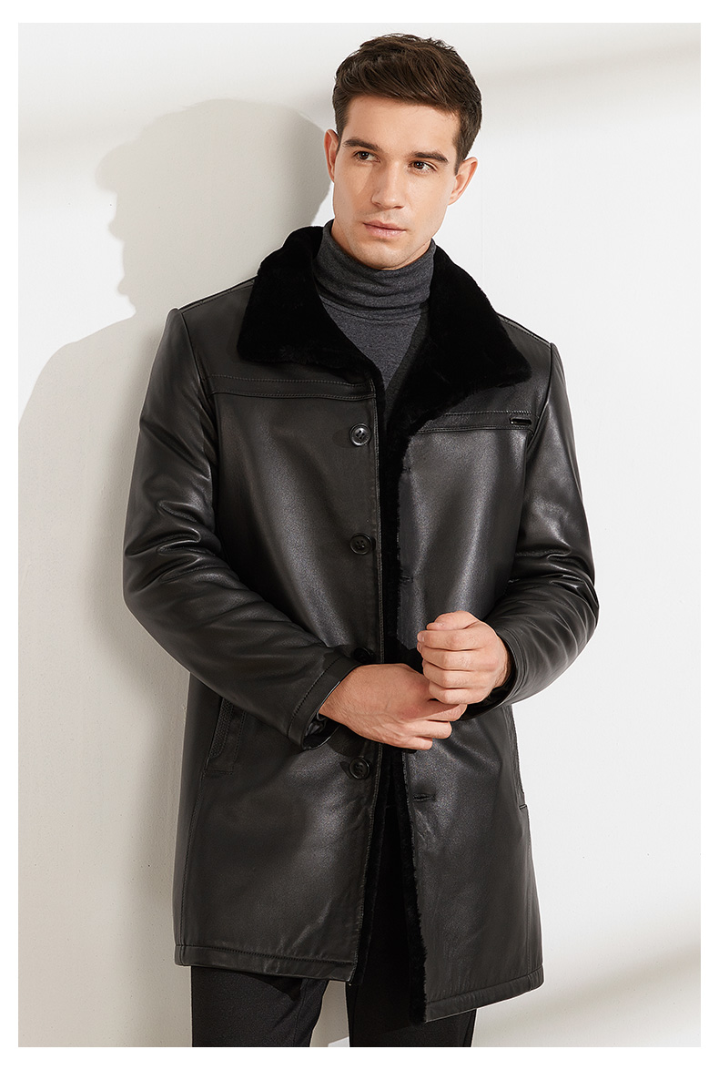 雪豹2019冬季新款绵羊皮皮毛二体羊毛加厚皮草夹克保暖外套