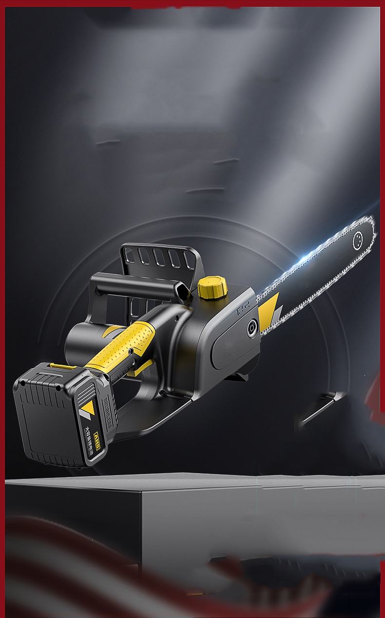 充电式电锯古达家用小型手持伐木锯户外砍树锂电链锯大功率电动锯