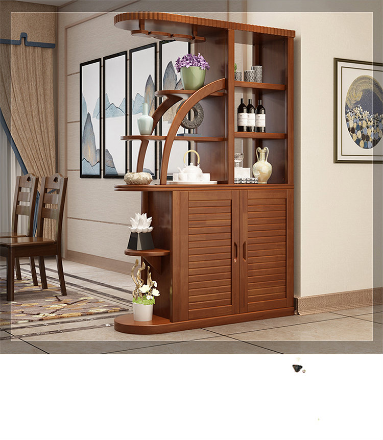 实木酒柜入户玄关柜进风水镂空厅隔断现代简约间厅柜屏风鞋柜