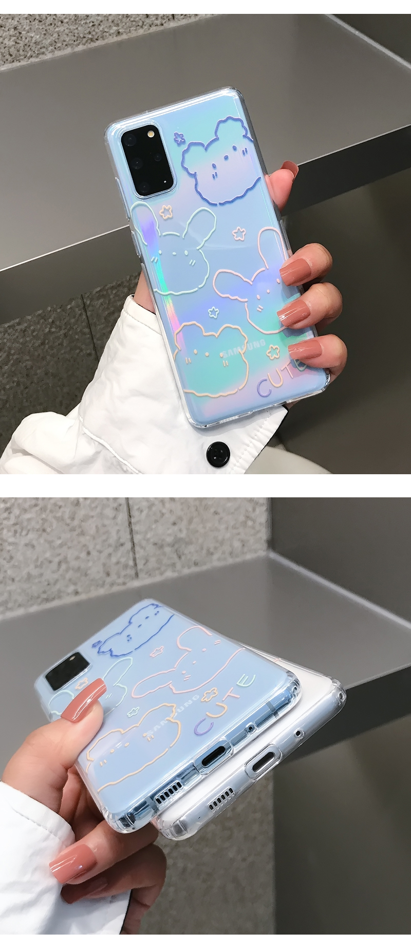 简笔画三星s21手机壳防摔s20fe可爱小兔子s20十透明软壳note10 涂鸦