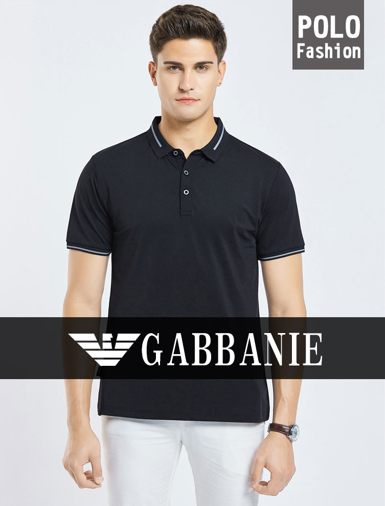 gabbanie乔奇·阿玛尼 冰丝夏季男士polo衫短袖潮流修身翻领商务休闲