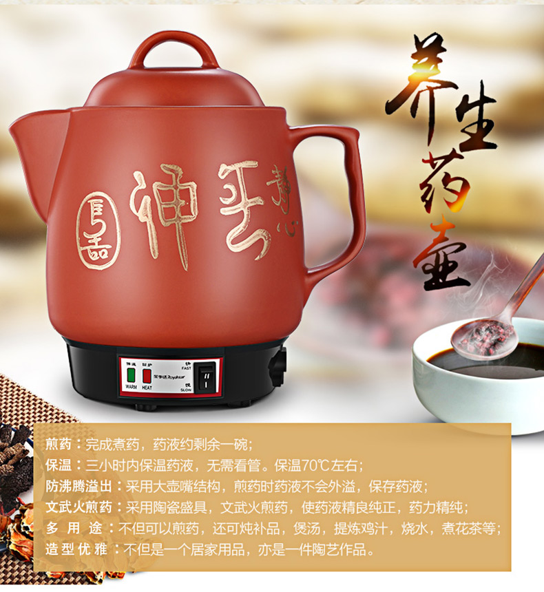 荣事达全自动电煎药壶壶家用大容量电药锅熬药罐砂锅煲煮炖机 黑色