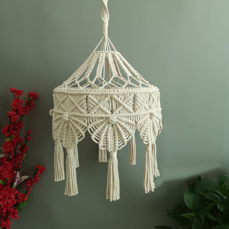 ins北欧波西米亚风编织灯罩创意吊饰客厅卧室挂饰民宿装饰diy灯罩