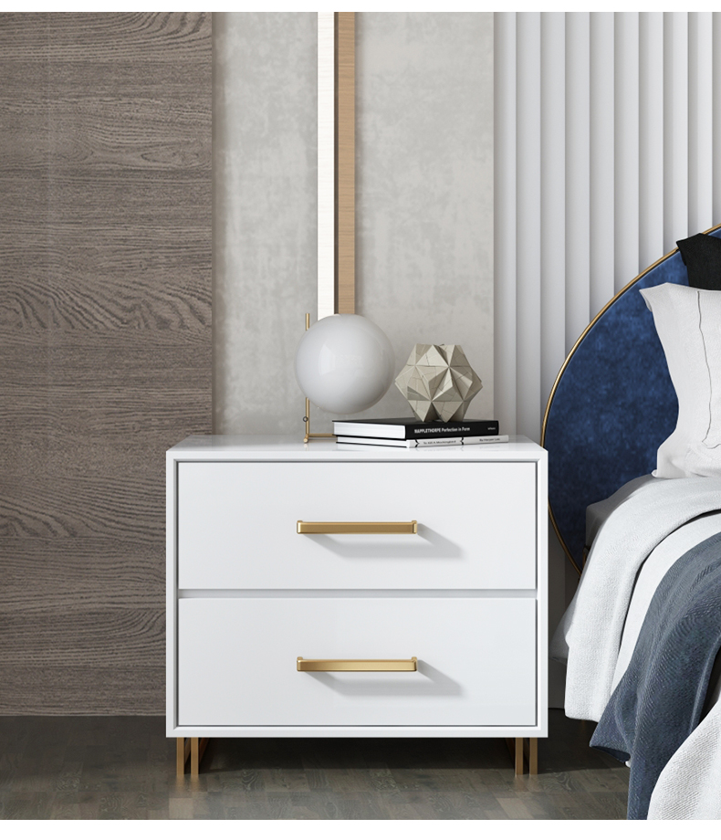 逸家伴侣北欧床头柜轻奢风格室内床边柜镜面金属床头柜卧室储物置物小