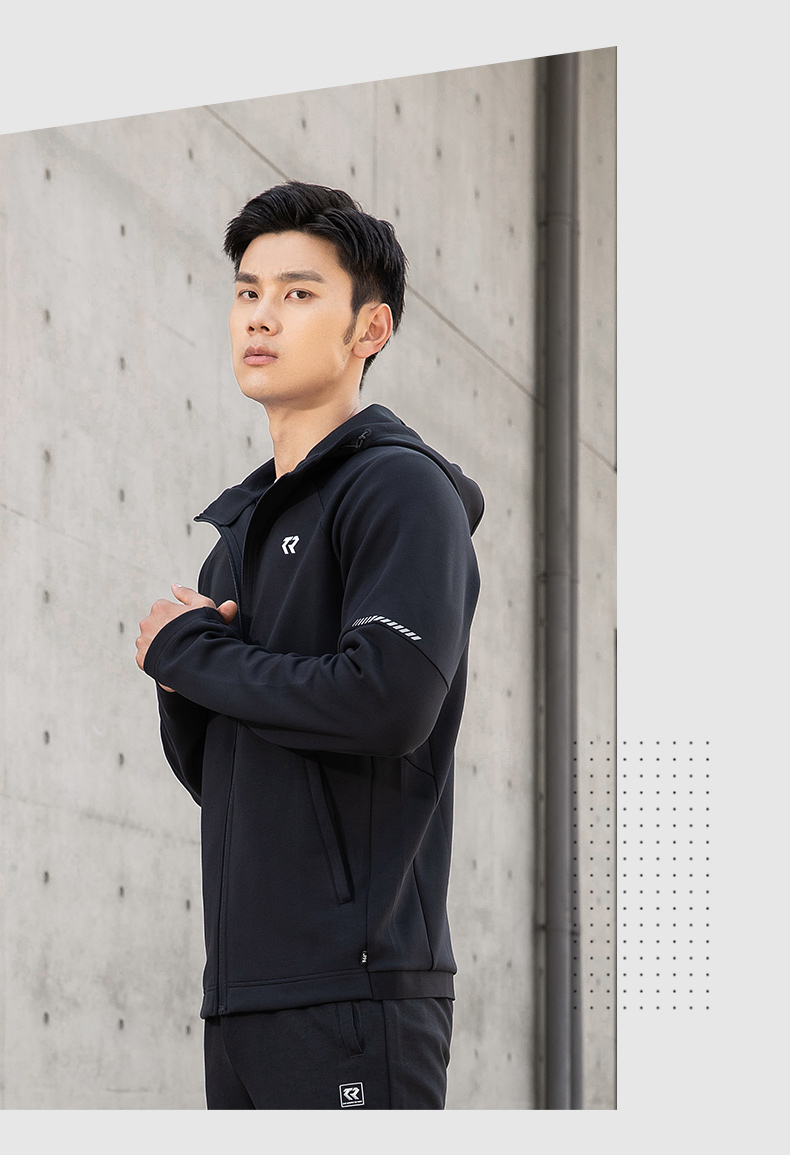 361运动卫衣外套男2021秋冬新款连帽开襟卫衣长袖运动休闲上衣男