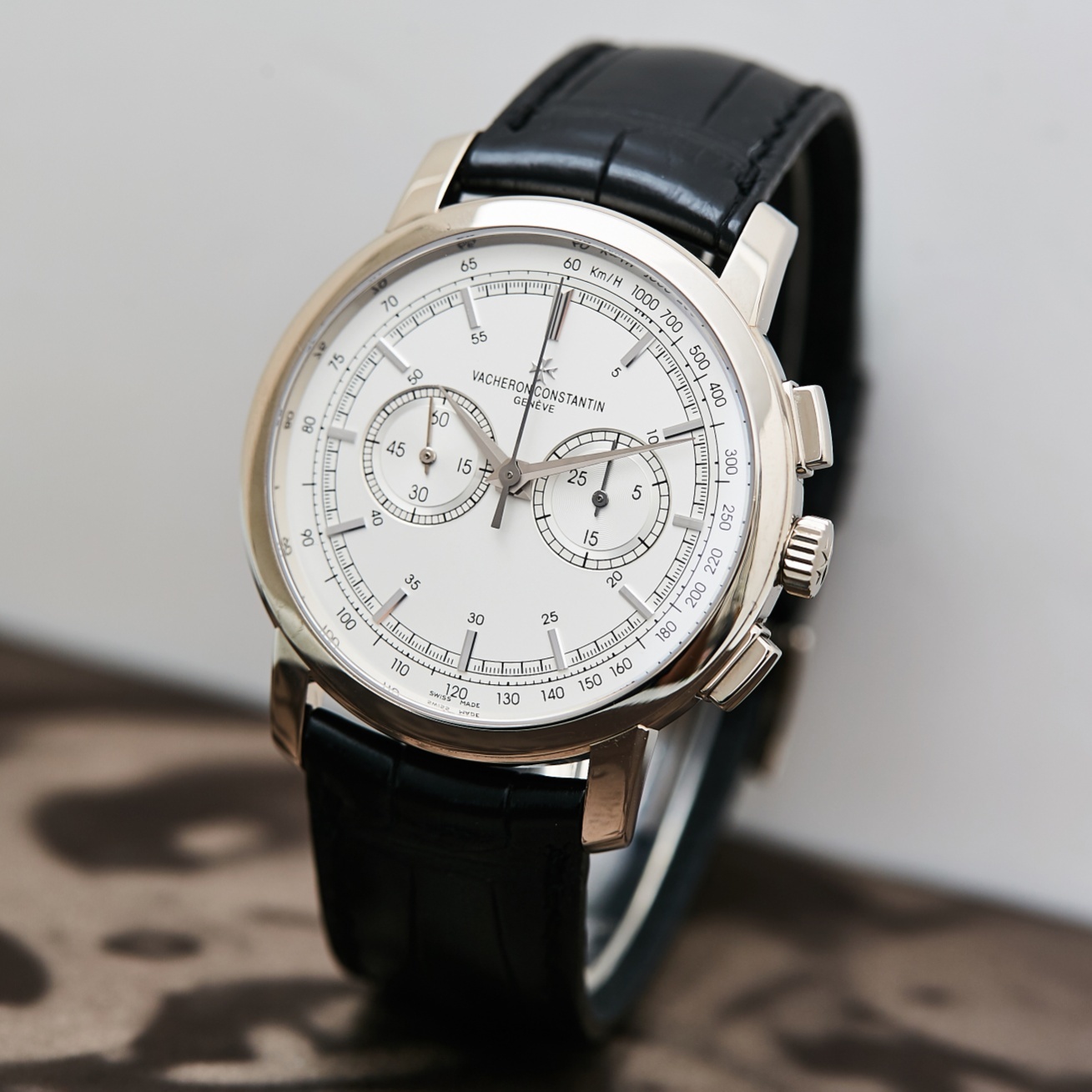 二手95新江诗丹顿传袭系列18k白金手动机械男士手表47192