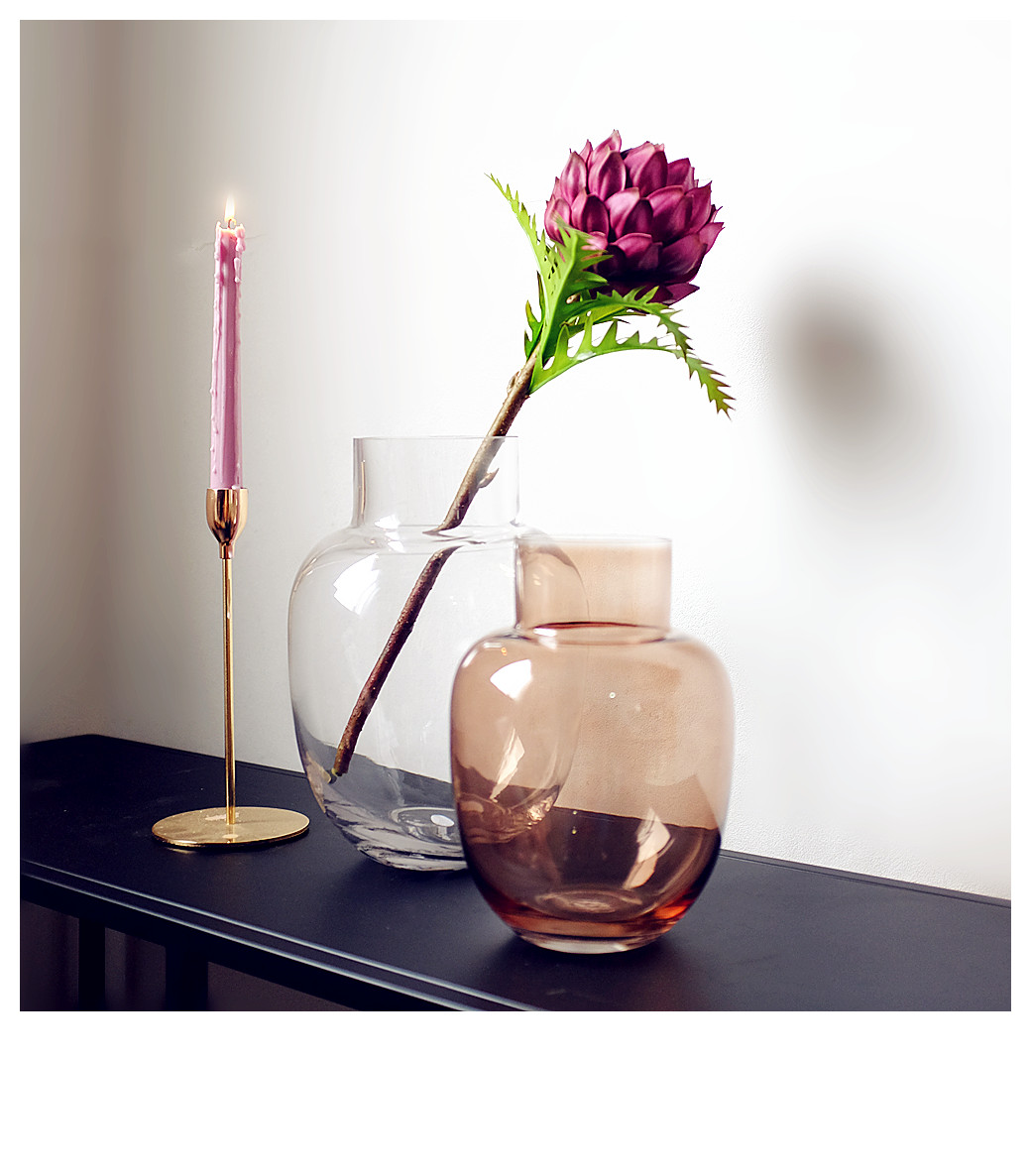 超级新品 北欧玻璃插花透明创意客厅水培干花花瓶 2172