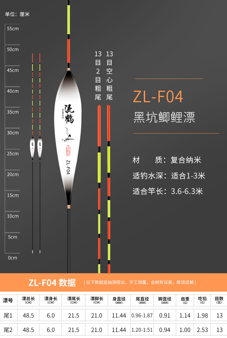 小凤仙抗流水三棱形纳米浮漂高灵敏纳米鱼漂轻口鲫鱼漂鲫鲤混养漂