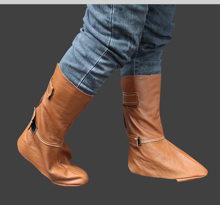 自粘带款电焊护脚套全脚牛皮盖护脚护腿防烫焊工鞋套焊接脚套防护装备