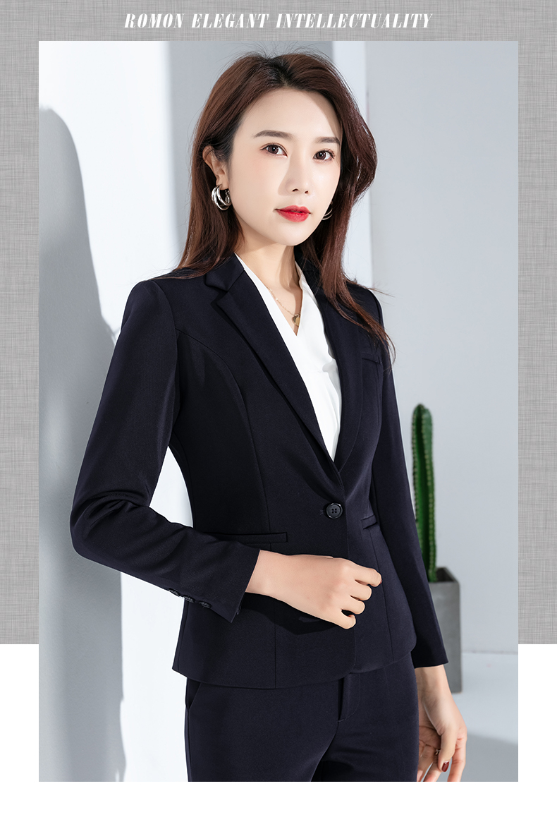 罗蒙西服套装女春季新款纯色百搭工装商务职业正装黑色气质小西装