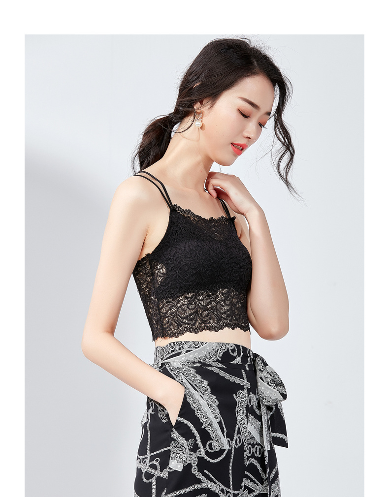 欧昵雪夏季内搭抹胸式蕾丝吊带小背心打底防走光裹胸女带胸垫