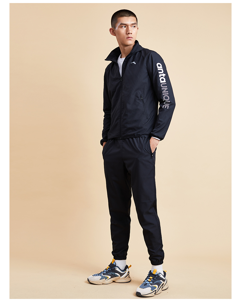 anta安踏运动套装男装2020新款春季官梭织休闲运动服外套跑步长裤