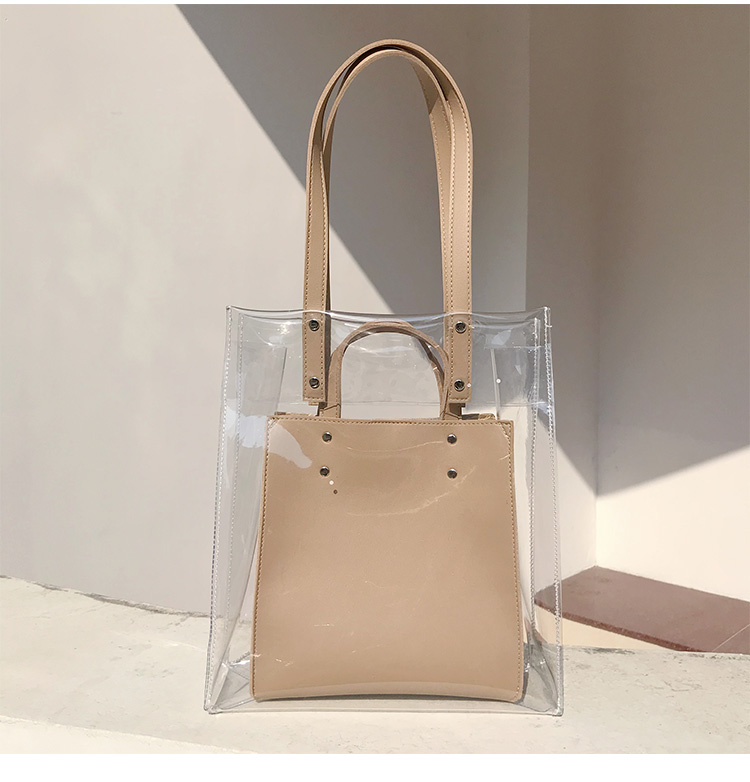 inca透明包包女塑料果冻托特包单肩手提子母沙滩ins韩版2019新款 绿色