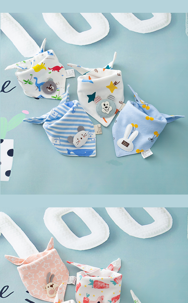 敬平宝宝三角巾婴儿口水巾棉围嘴新生儿围兜超柔双层防吐奶围脖四季