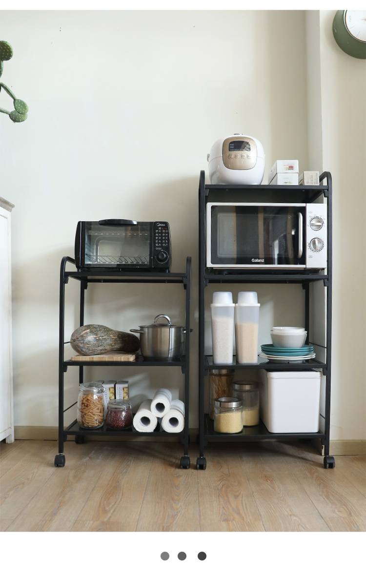 厨房置物架落地多层微波炉烤箱放锅储物架子三层货架用品家用大全