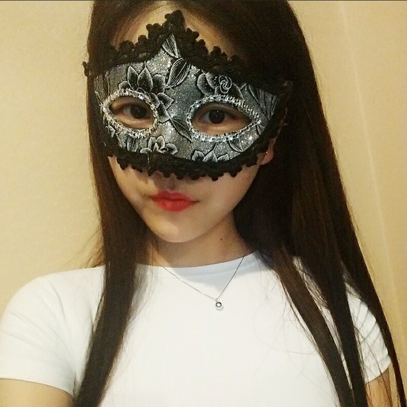 面具面具半脸古风成人蕾丝面罩中国风花朵面纱羽毛化妆舞会情趣眼罩女