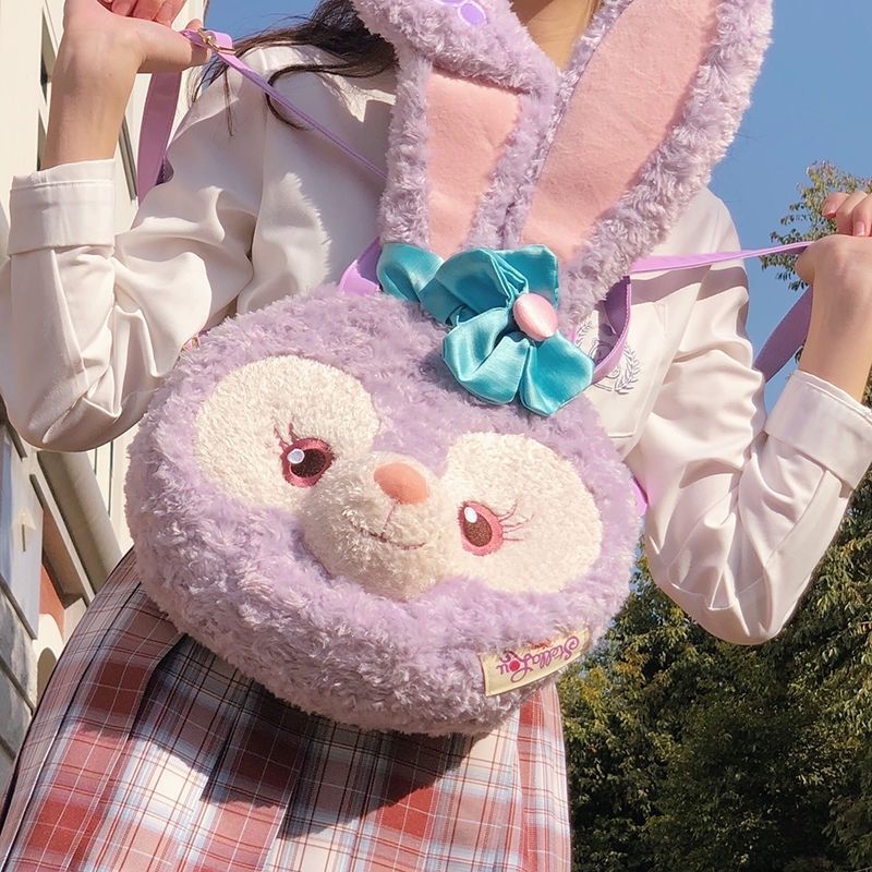 《日系雪莉玫大包星黛露斜挎毛绒双肩包可爱少女心jk背包小熊手提包