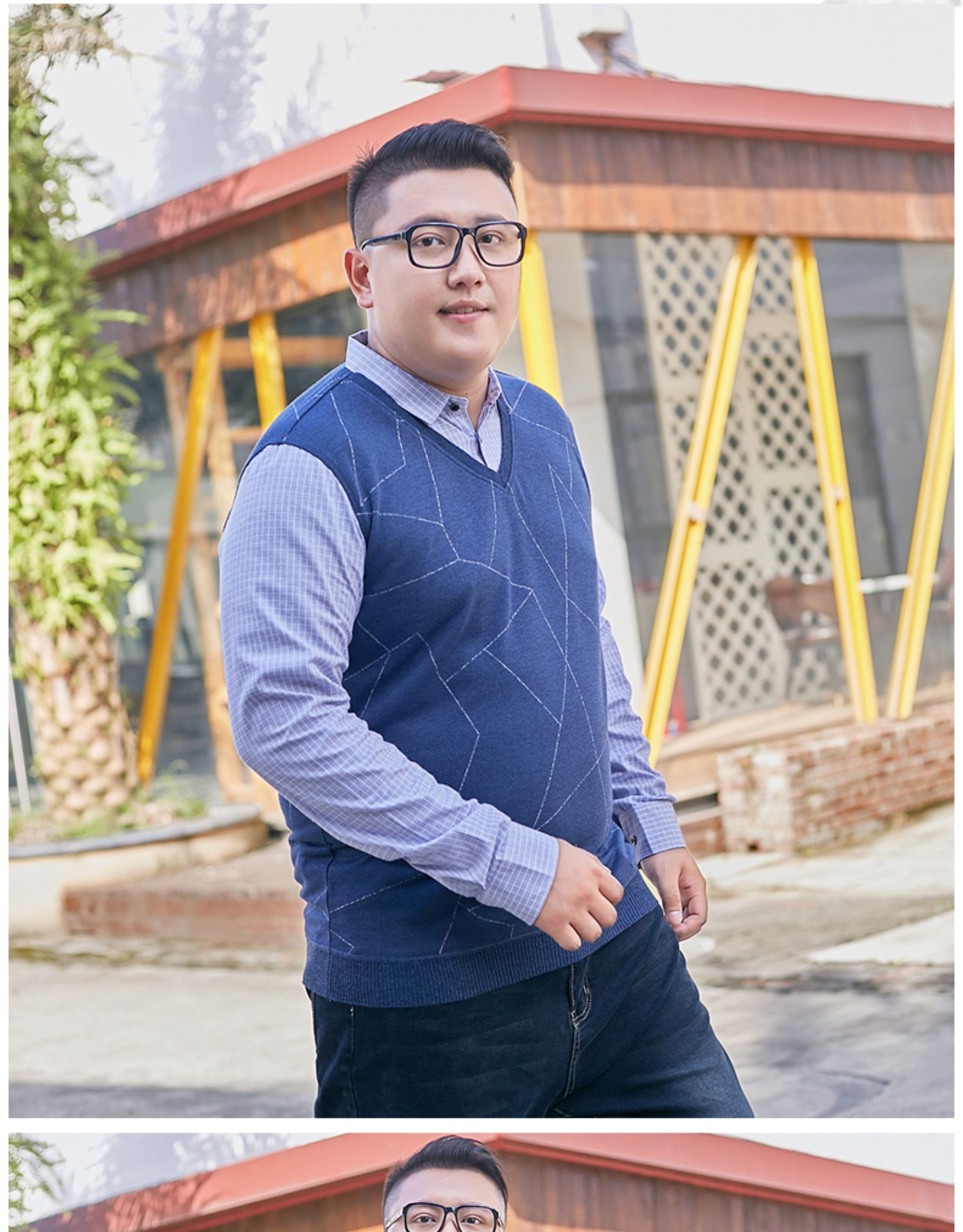 baluoshang秋冬胖子大码加厚男加肥加大号秋装肥佬宽松冬装假两件毛衣