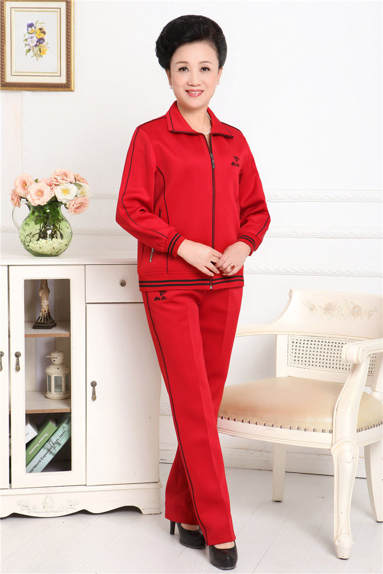 春秋季中老年运动服套装女宽松休闲妈妈装广场舞服装晨练跑步套装 全