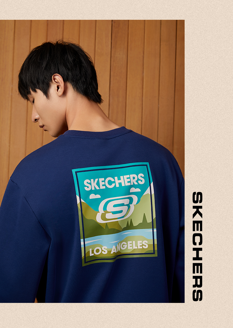 skechers斯凯奇冬季保暖加绒运动休闲卫衣男女套头衫l420u279