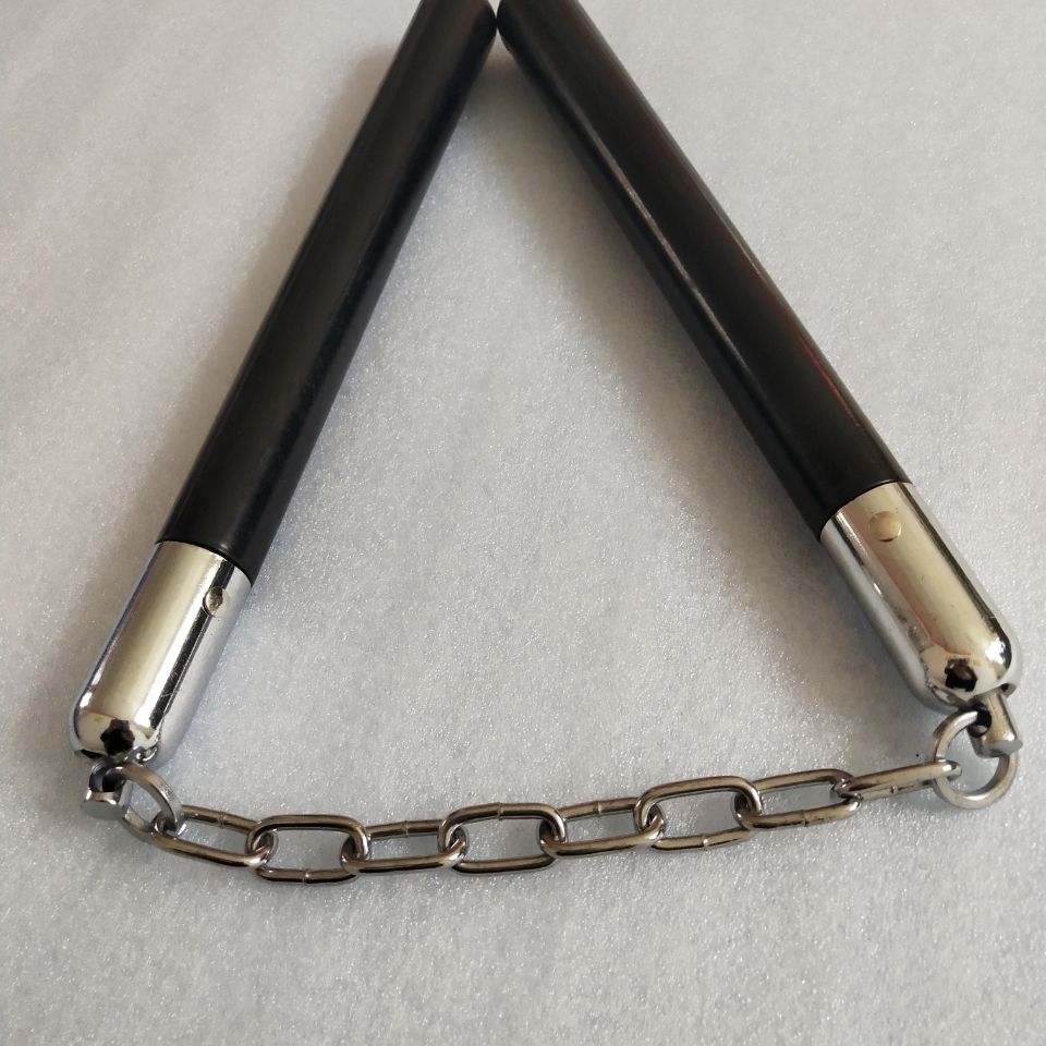 实心黑色橡胶双节棍二节棍 实战双截棍训练李小龙两节棍表演棍