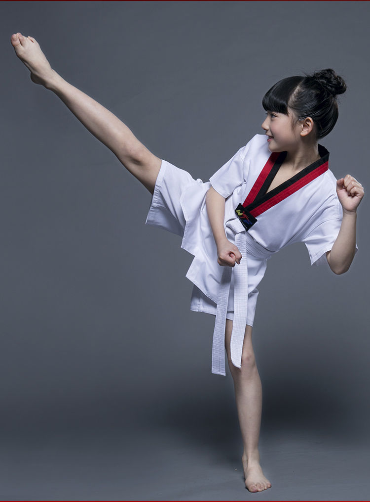 超级新品 纯棉跆拳道服儿童训练服初学 成人男女长袖短袖跆拳道道服送