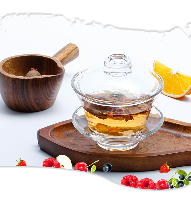 大号三层盖碗八宝茶碗玻璃盖碗茶杯茶具茶碗功夫茶杯八宝茶杯