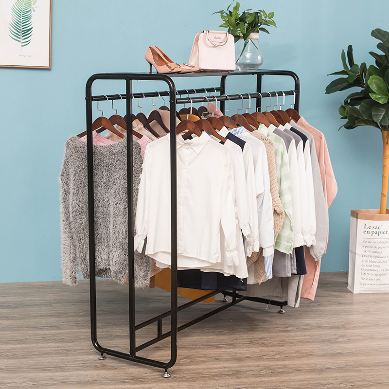 服装店衣架展示架双排双杠落地式女装店铺中间北欧简约服装中岛架