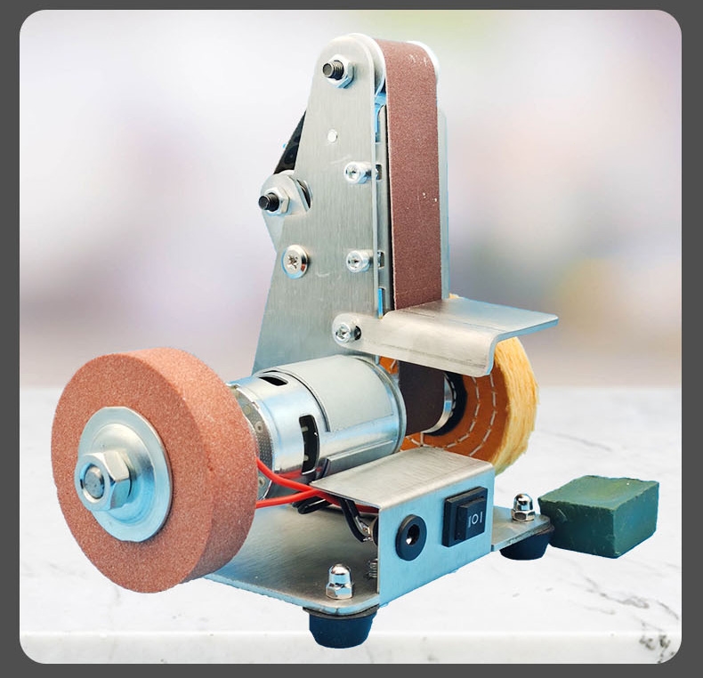微型小型迷你电动砂带机diy抛光机理线家打磨机定角磨刀开刃机台式
