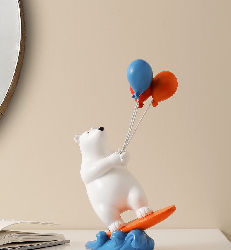 三维工匠创意气球熊桌面小摆件家居软装饰品电视柜客厅酒柜儿童房乔迁