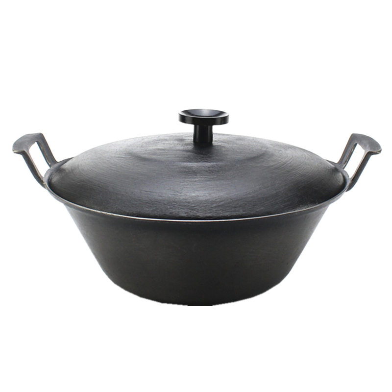 老式双耳加厚加深型生铁铸铁锅炖锅平底煲汤锅火锅锅大容量特大号定制