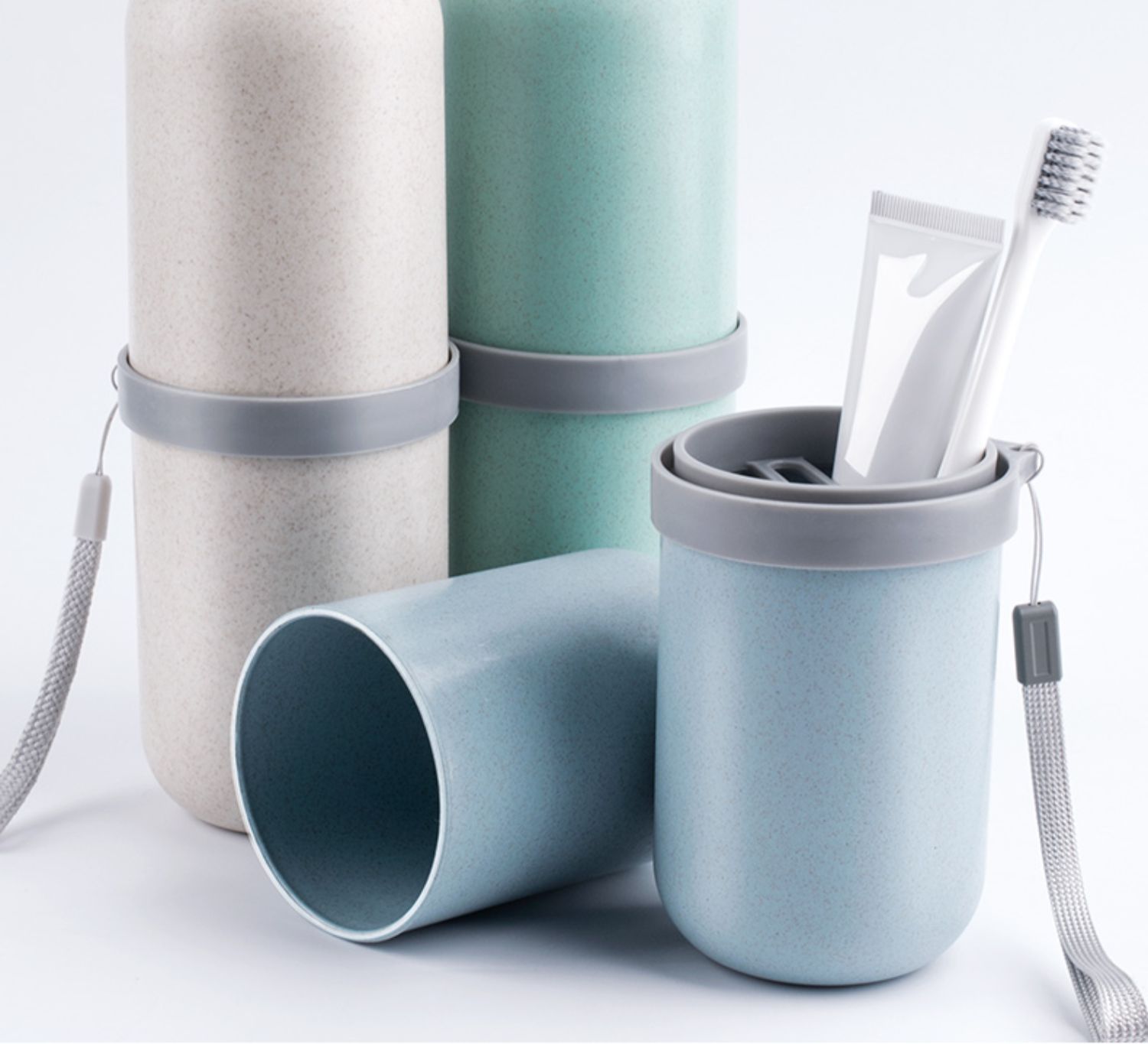 艺呈旅行漱口杯牙刷盒便携式牙杯套装收纳创意简约情侣洗漱牙缸牙具盒