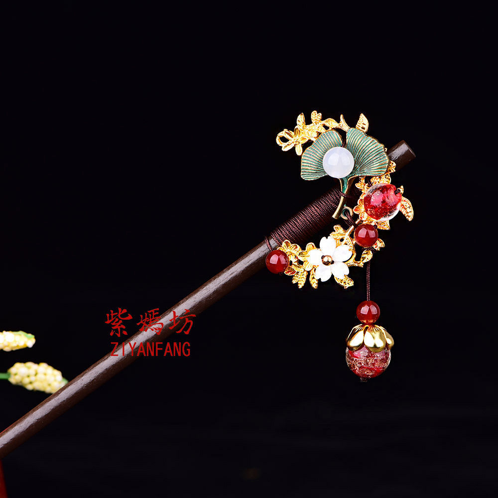 买二送一复古风发簪头饰步摇女古装盘发簪子古代汉服旗袍饰品配饰绿色