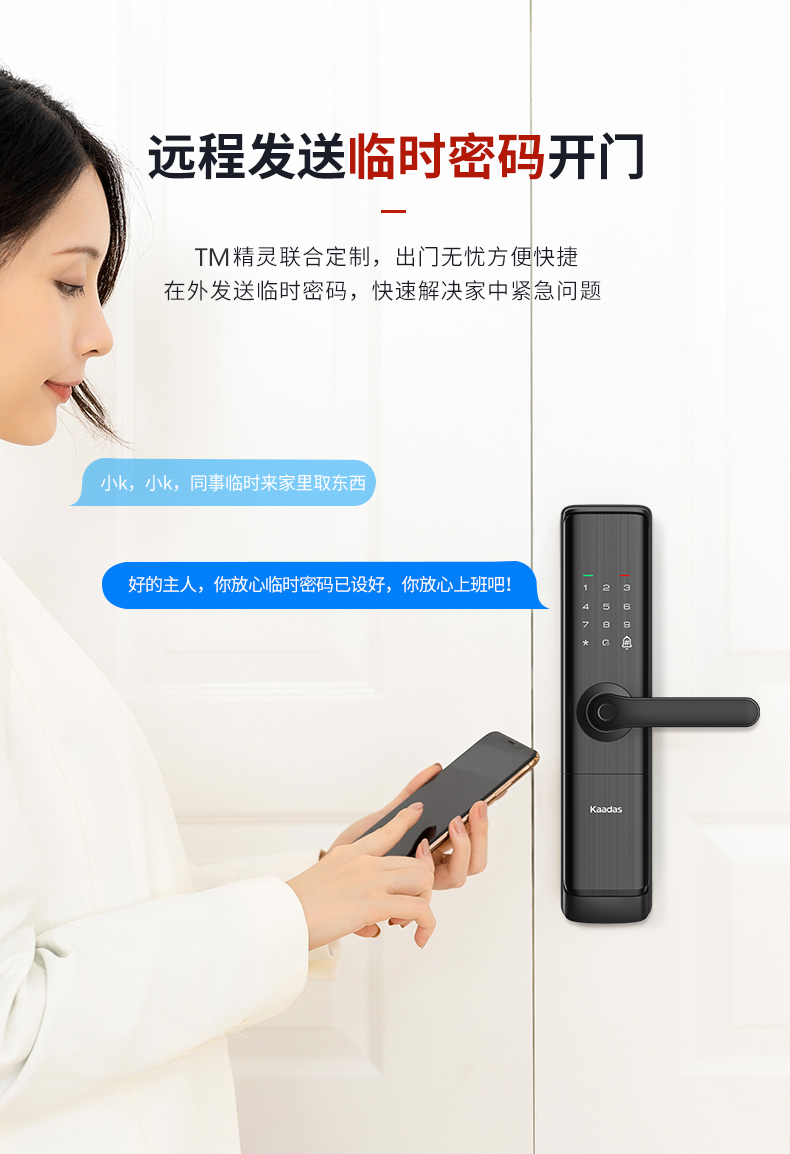 凯迪仕kaadas智能锁tk2plus星空灰家用防盗门锁电子密码锁指纹锁防